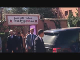 Meghan and harry leave @efamorocco where the ngo’s founder michael mchugo was invested wit