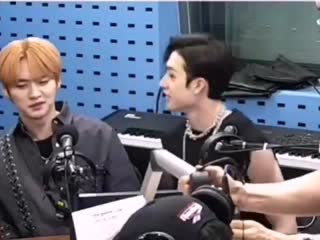 Chan kept leaning onto minho and when minho finally decided to give him a smooch, he pulled after me, chan coward