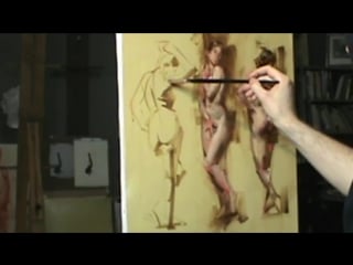 Miano sketches the figure in oil alla prima