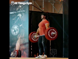 Albert kuzilov hang snatching 180kg at power weekend! he went for 190kg on his third attempt, got under it no problem but injure