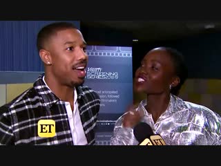 Michael b jordan and lupita nyongo tell hilarious story of falling during globes elevator shoot