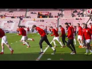 Boro warm up v sunderland