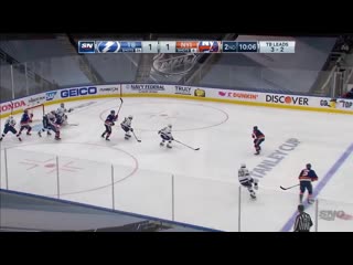 Andrei vasilevskiy stretches out with his arm to rob jordan eberle of wide open