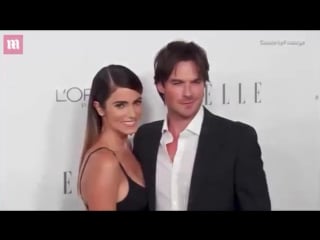 Nikki reed dazzles in a elegant black gown with husband ian somerhalder at elle