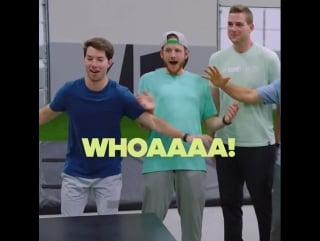 The @dudeperfect moms are getting in the game on tomorrow's #dudeperfectshow! have you ever tried #bottleflipping? 🙌