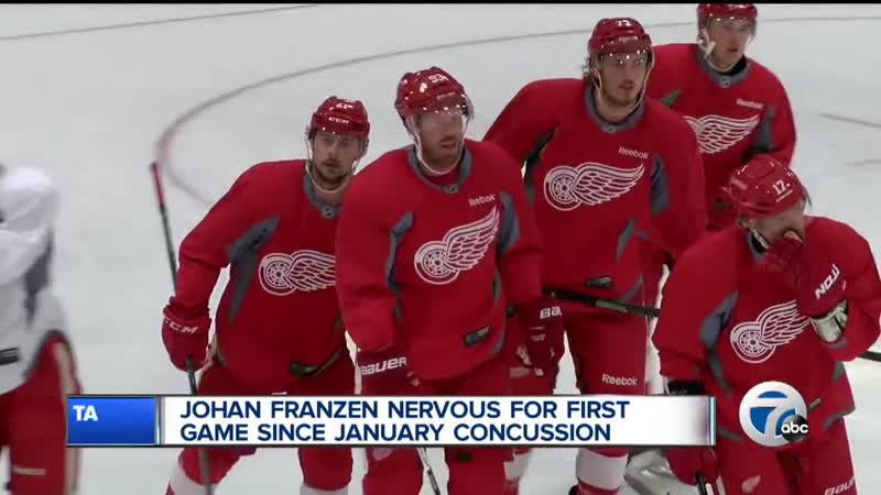 Johan franzen nervous for first game with red wings since january concussion