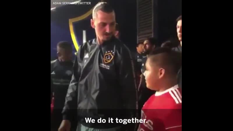 Zlatan ibrahimovic comforting this young mascot ❤️