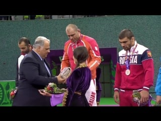 Khetag gazyumov wins the mens 97kg freestyle event wrestling baku 2015