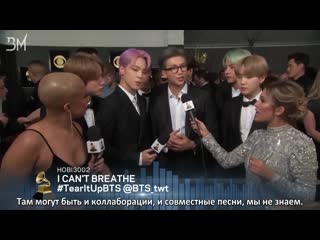 [rus sub] bts interview @ 61st grammys red carpet