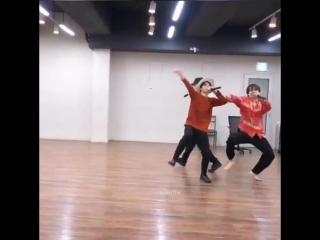 Please just look at these two dorks dancing in sync to ddaeng they look like two excited l