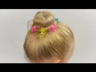 3 mins bun hairstyle for little girl, no hairpins quick and easy hairstyle for little girl #17