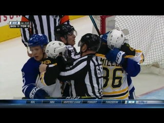 Bergeron not too happy soshnikov drilled him from behind