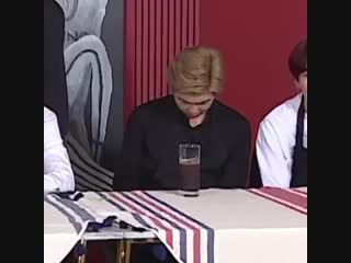 Namjoon glaring at the iced tea like it murdered his whole family tree is so funny