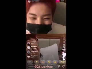 180422 대현 인스타라이브 wontak joined daehyeons instalive and suddenly turned the camera to show eunki and eunki was flustered beca