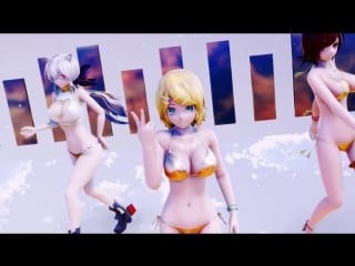 [ mmd ダンス ] 虎視眈々 tda 鏡音リン 弱音ハク meiko [ ボカロ ]