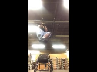 Above knee amputee, one arm pull ups