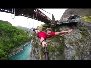 Porn bungy jumping with cliff jump shenanigans! play on in new zealand! 4k