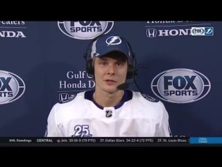 Vladislav namestnikov reacts to the 2nd period that has them leading 4 1 heading into the 3rd period against the senators