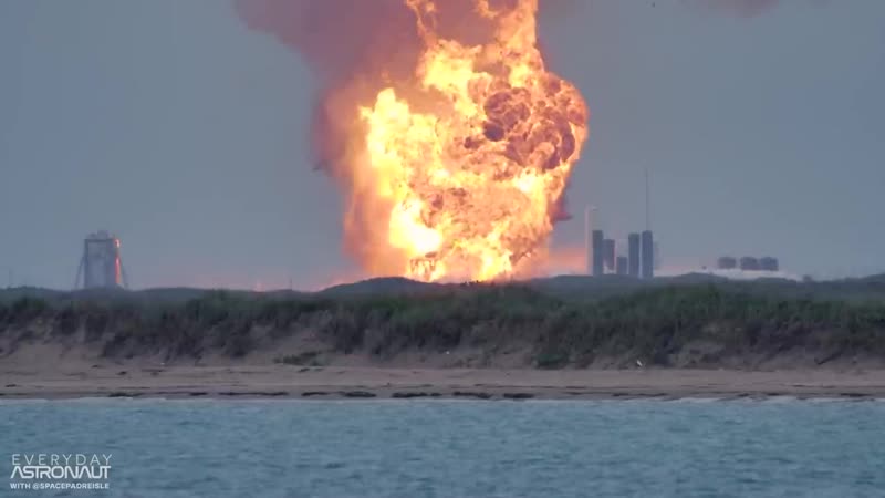 Massive explosion of a spacex starship prototype (sn4) at boca chica texas