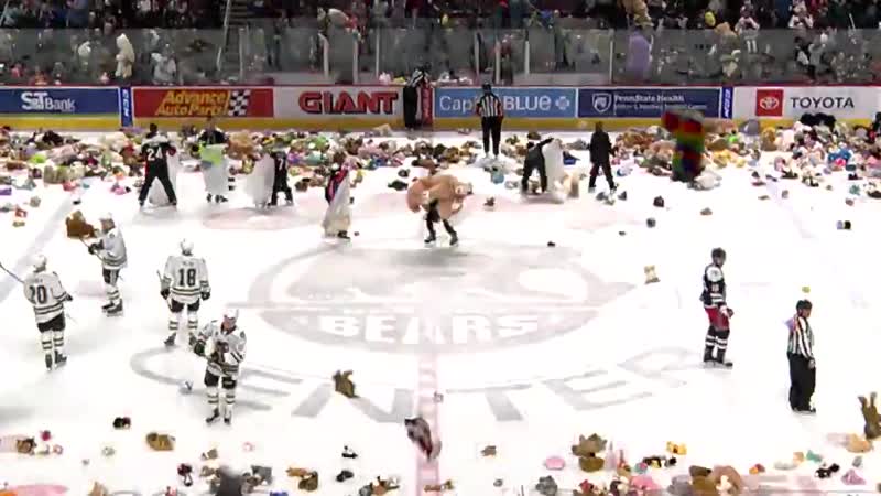Hershey bears fans took part in the teddy bear toss during tonight’s game
