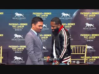 Manny pacquiao adrien broner all laughs during funny first face off in new york