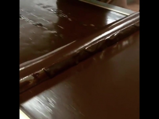 50kg (~110 lbs) of chocolate ganache on a very long table