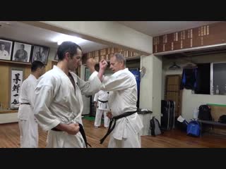 Morio higaonnas karate practice #4 kote kitaetaiatari 東恩納盛夫先生の鍛錬その5 (1)