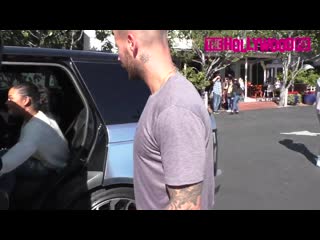 Christina milian matt pokora step out with their newborn baby for lunch at fred segal