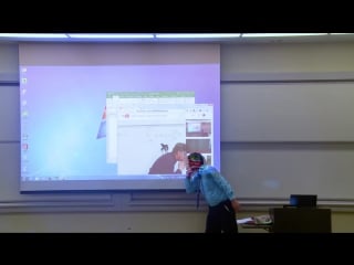 Math professor fixes projector screen (april fools prank)