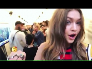 Gigi backstage at the tommy hilfiger show #tommyxgigi