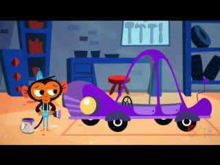 Mr chameleons car needs new paint! childrens cartoon mr monkey, monkey mechanic