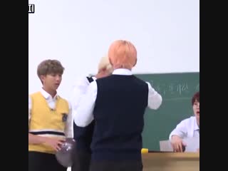 Seokjin trying to fit the hanger thru his body with taehyung helping him but stopping at his hips damn jinnie fight mode was als