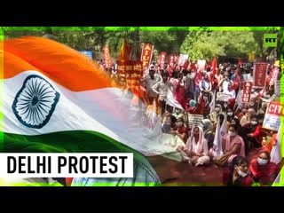 Protest in delhi amid nationwide indian strike