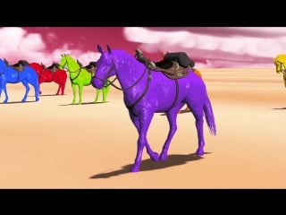 Learn horse colors drinking water change color song || rhymes 3d world