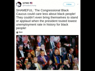 Shameful the congressional black caucus could care less about black people! they couldn’t even bring themselves to stand or app