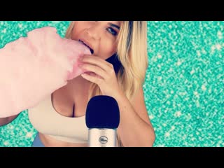 Asmr sensitive mouth sounds & finger licking ( eating cotton candy