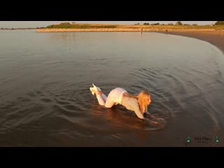 Trailer beautiful eileen white pants and striped shirt in the river