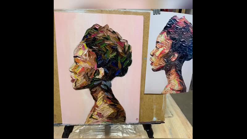 Негритянка масляная живопись мастихином