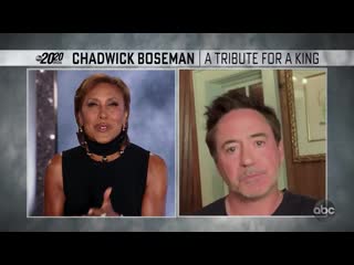 Actor @robertdowneyjr tributes his friend #chadwickboseman “his legacy is so meaningful…there’s a void now ”