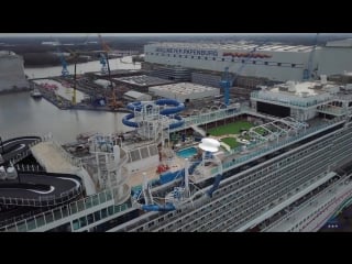 Float out ausdocken norwegian joy meyer werft drone shots look at the racetrack