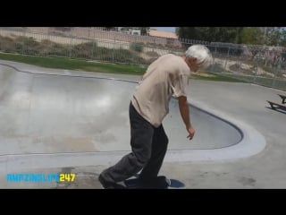 Old man is still a gnarly skateboarder