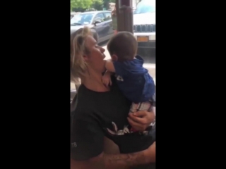 Fan taken video of justin with a baby in nanuet, new york august 5