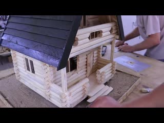 Building mini log cabin dream wooden house reality all steps of wood build