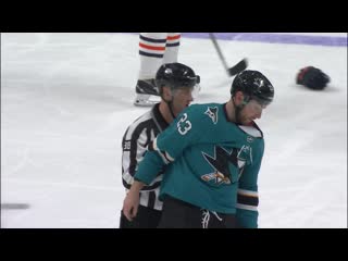 Connor mcdavid dropped in neutral zone then brandon manning fights barclay goodrow