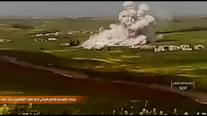 Сирия 24 03 2018 подрыв зданий боевиков в долине аль габ,провинция хама