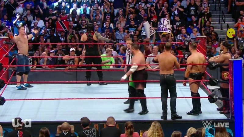 Ро 22/08/17 | джон сина и роман рейнс против миза и самоа джо