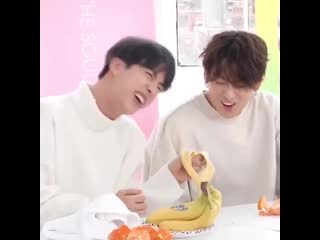 Banana saw seokjins handsome face and literally fainted in front of him and made him and jungkook laugh sdjkkjj