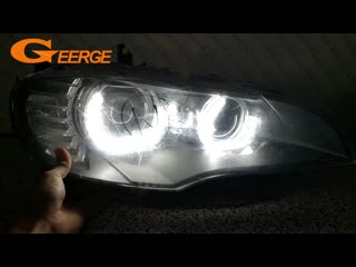 For bmw x6 e71 e72 x6m 2008 2014 xenon headlight excellent dtm m4 style ultra bright led angel eyes kit