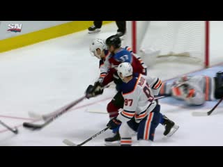 Mikko koskinen goes into full snow angel mode for jaw dropping save