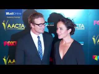 Simon baker and rebecca rigg arrive at aacta international awards,